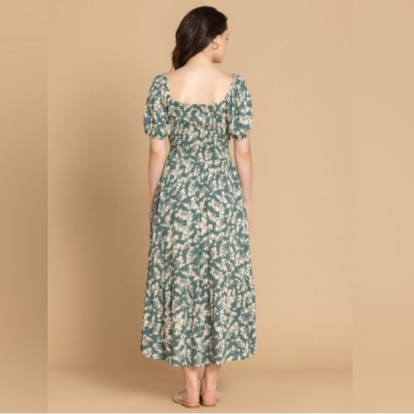 NWT Boho sage green flower print smocked dress w/ pockets! Bohera size L - Picture 12 of 15
